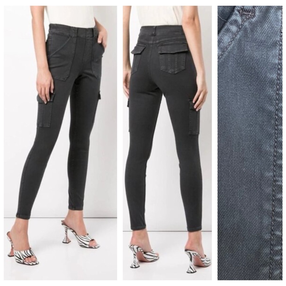 SPANX Stretch Twill Ankle Cargo Pants Washed Black Small - Picture 1 of 16
